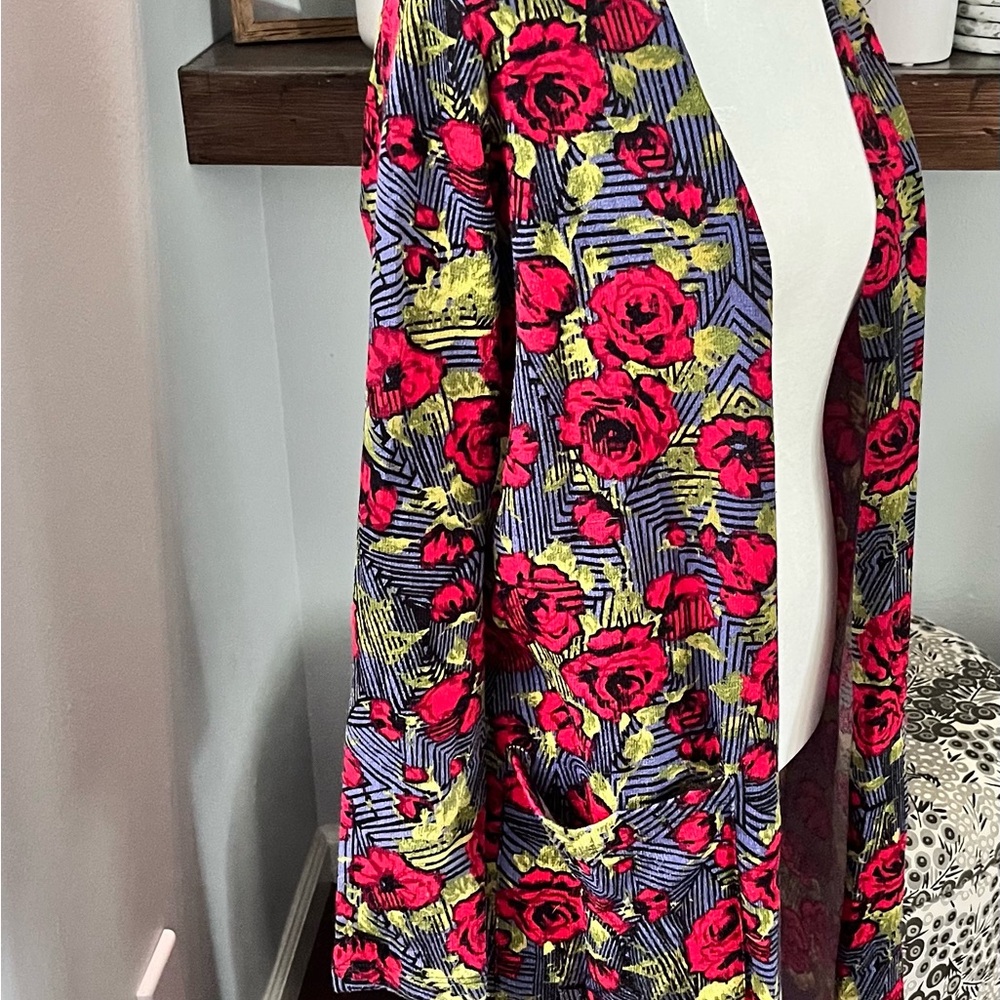 Lularoe Sarah Floral Patterned Open Cardigan